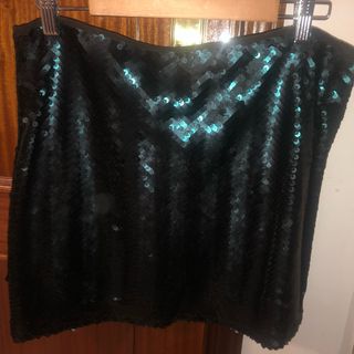 Falda lentejuelas negra y verde agua