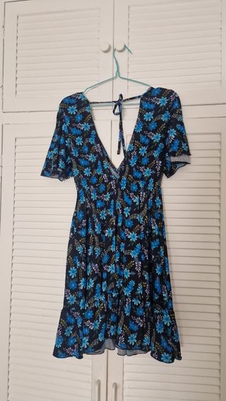 Vestido flores Inside S - azul, negro