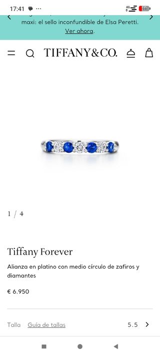 Anillo Tiffany platino a estrenar