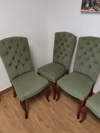 6 Sillas Comedor - Tela Verde