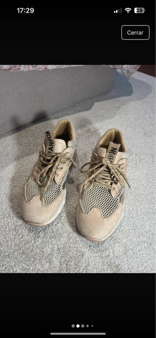 Zapatillas deportivas beige mujer