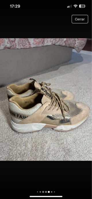 Zapatillas deportivas beige mujer