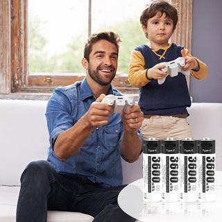  6 Baterías Recargables AA 3600mWh (USB-C)