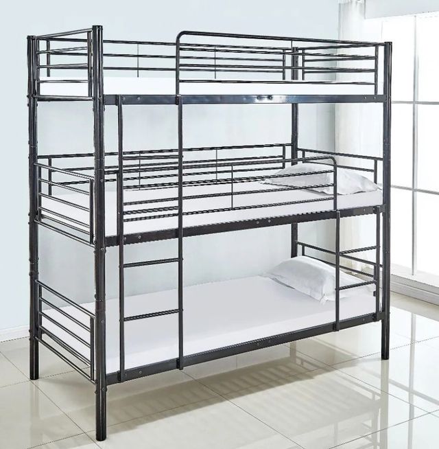 Litera triple metálica negra 90cm