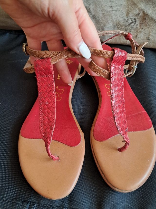 Sandálias Exotik Pele Camel Vermelho