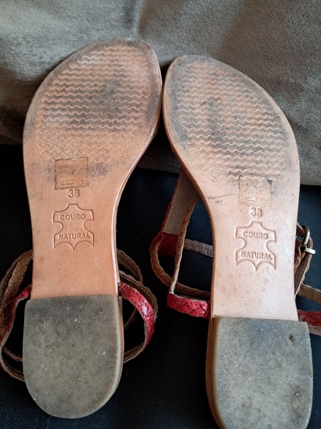 Sandálias Exotik Pele Camel Vermelho