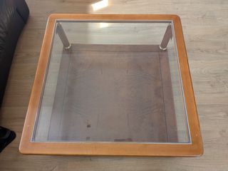 Mesa centro. Madera-cristal
