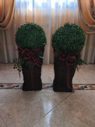 2 Macetas Decorativas - Verde & Marrón