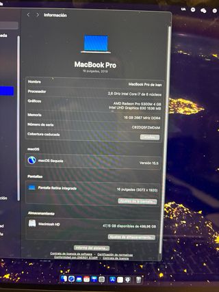 MacBook Pro 16" 2019 Gris - 512GB