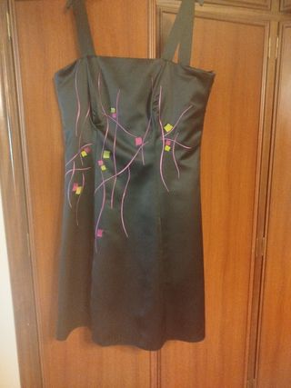 Vestido fiesta negro multicolor Talla Grande lo