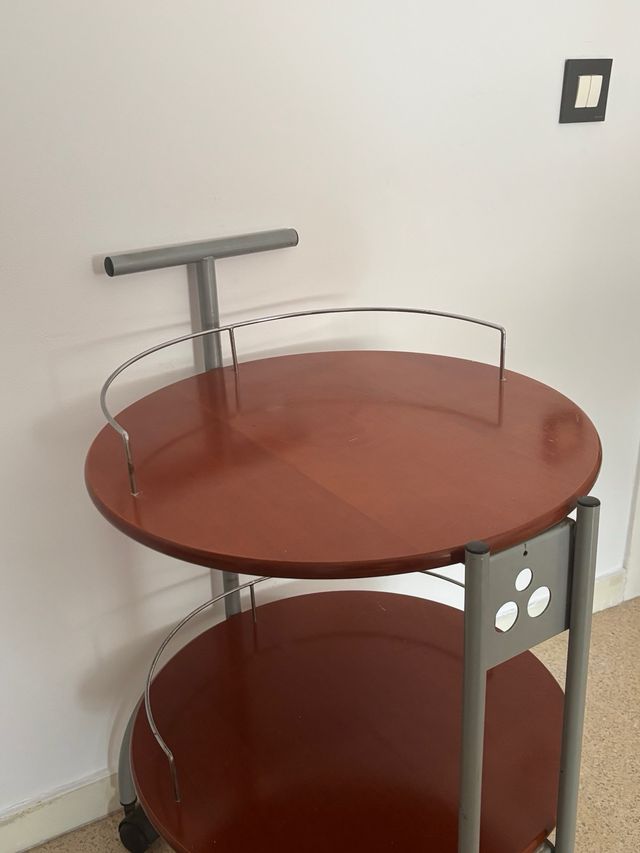 Mesa auxiliar 2 niveles - marrón, plata