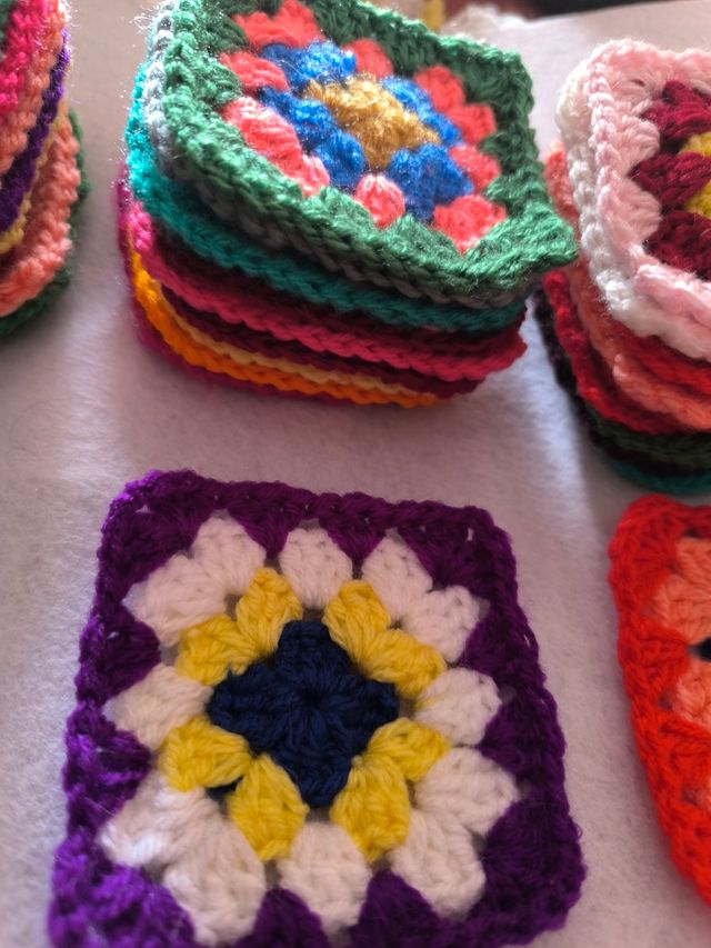 Cuadrados granny crochet: Colores lote