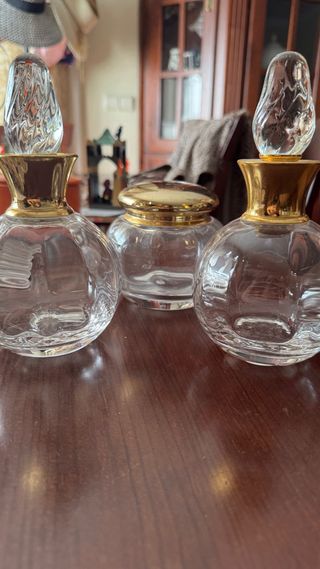 Juego tocador cristal dorado