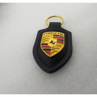 LLAVERO DE CUERO PORSCHE LOGO NEGRO