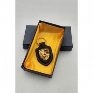 LLAVERO DE CUERO PORSCHE LOGO NEGRO