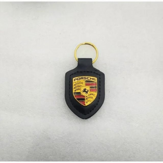 LLAVERO DE CUERO PORSCHE LOGO NEGRO