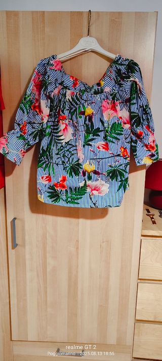 Blusa Mango fiori tropicali