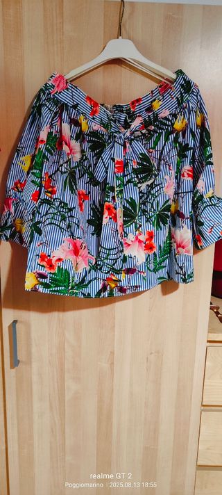 Blusa Mango fiori tropicali