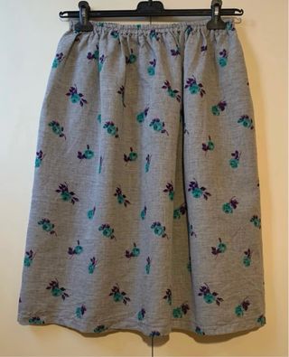 Gonna vintage fiori grigio-turchese