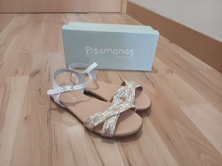 Sandalias Pisamonas  beige-blanco