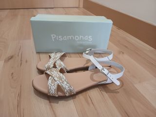 Sandalias Pisamonas  beige-blanco