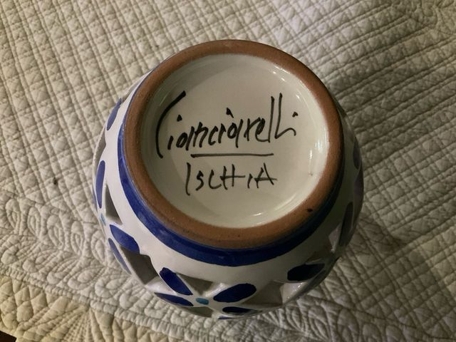 Vaso Ceramica Blu e Bianco