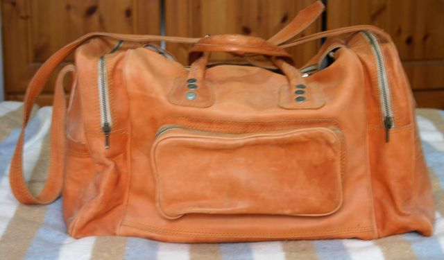 Bolso piel marrón-naranja