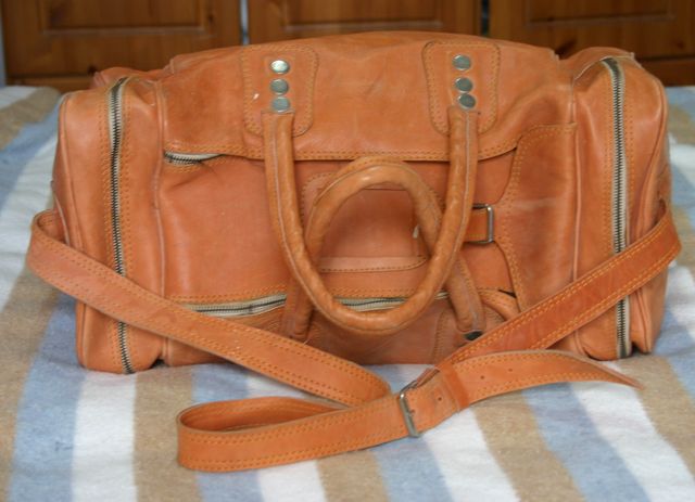 Bolso piel marrón-naranja