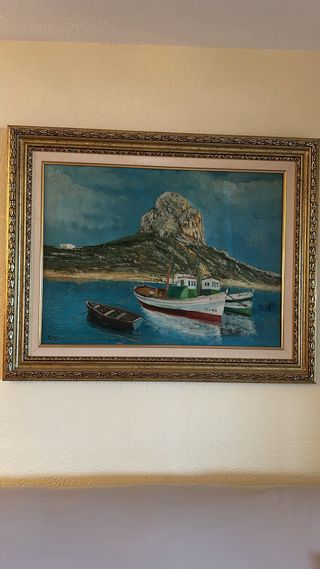 Cuadro pintura barcos - óleo