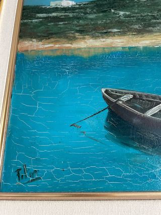 Cuadro pintura barcos - óleo