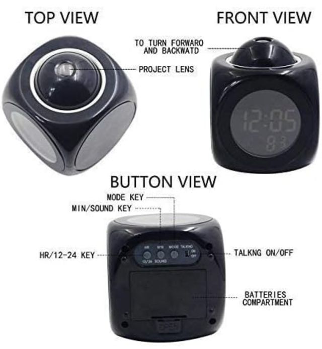 Reloj despertador LCD proyector