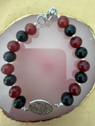 Pulsera Ágata y Ónix Árbol de la Vida Plata