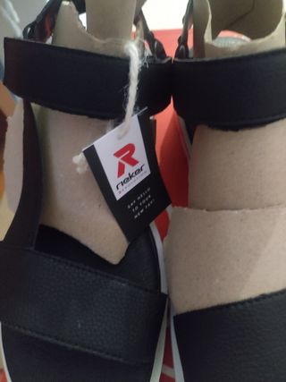 Sandalias Cuña negras talla 39 Rieker 