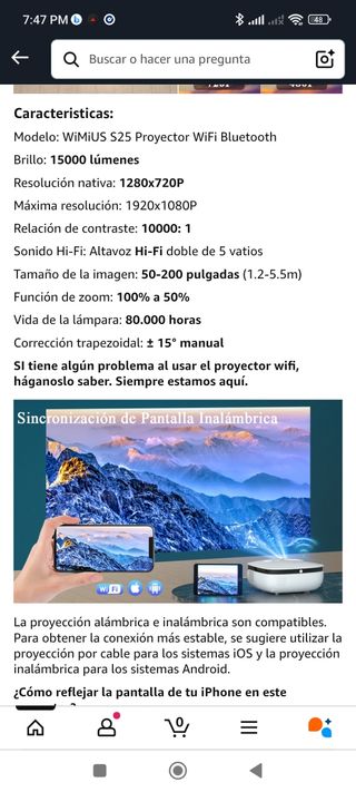 Proyector Mini WIMIUS S25