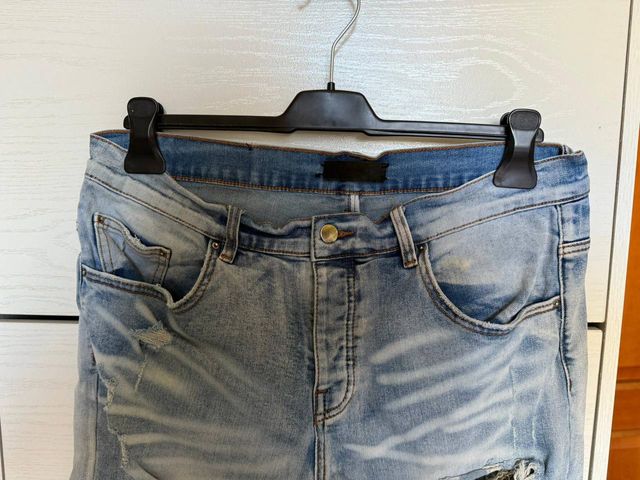 Jeans Uomo Slim Fit Strappati Tg M