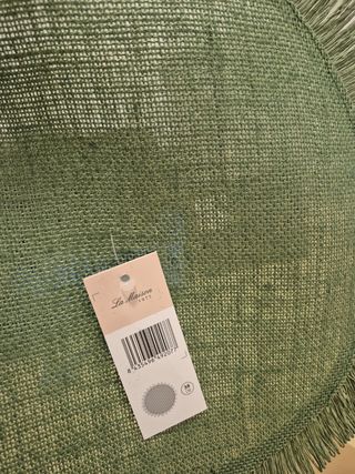 Salvamanteles redondos de yute verde 38cm