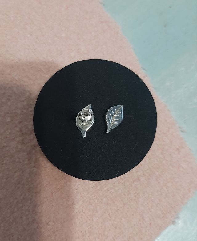 Pendientes plata hojas