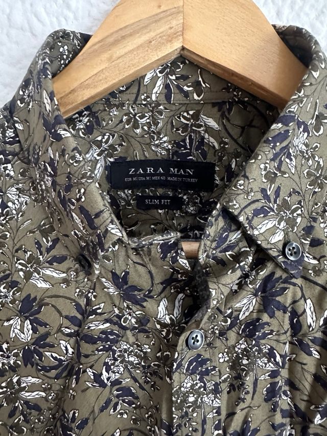 Camisa Zara - Verde Oliva Estampada