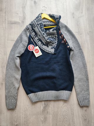 Suéter BAGIRBOLLUK Design azul y gris