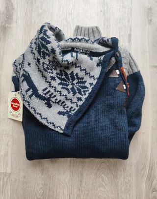 Suéter BAGIRBOLLUK Design azul y gris