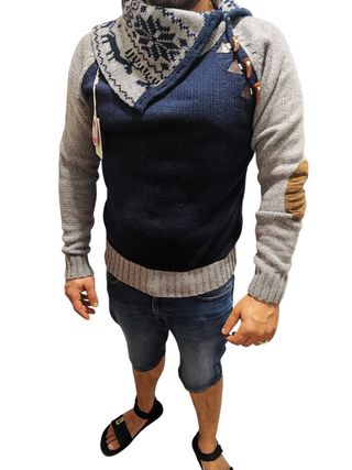 Suéter BAGIRBOLLUK Design azul y gris