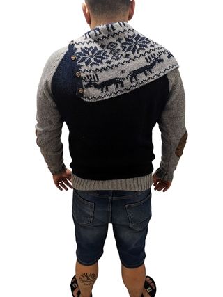 Suéter BAGIRBOLLUK Design azul y gris