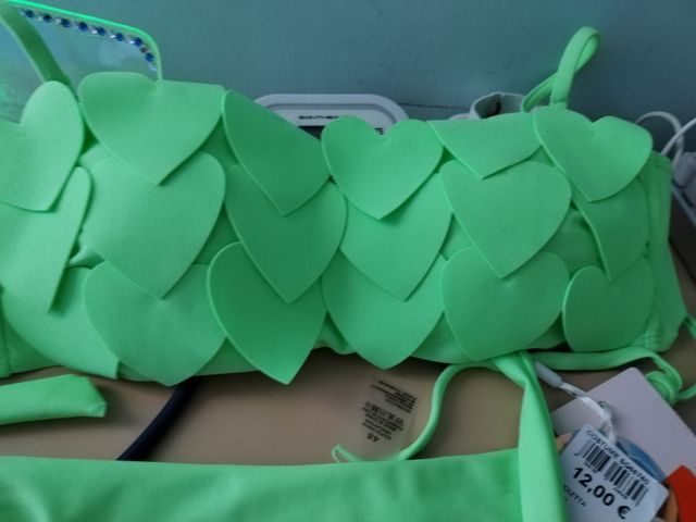 Bikini Nuvolato verde a cuore