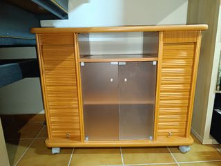 Mueble TV madera-cristal