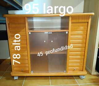 Mueble TV madera-cristal
