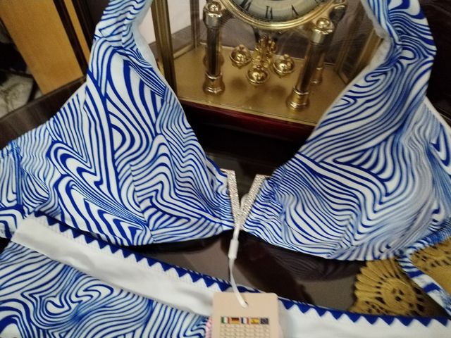 Bikini curvy blu e bianco