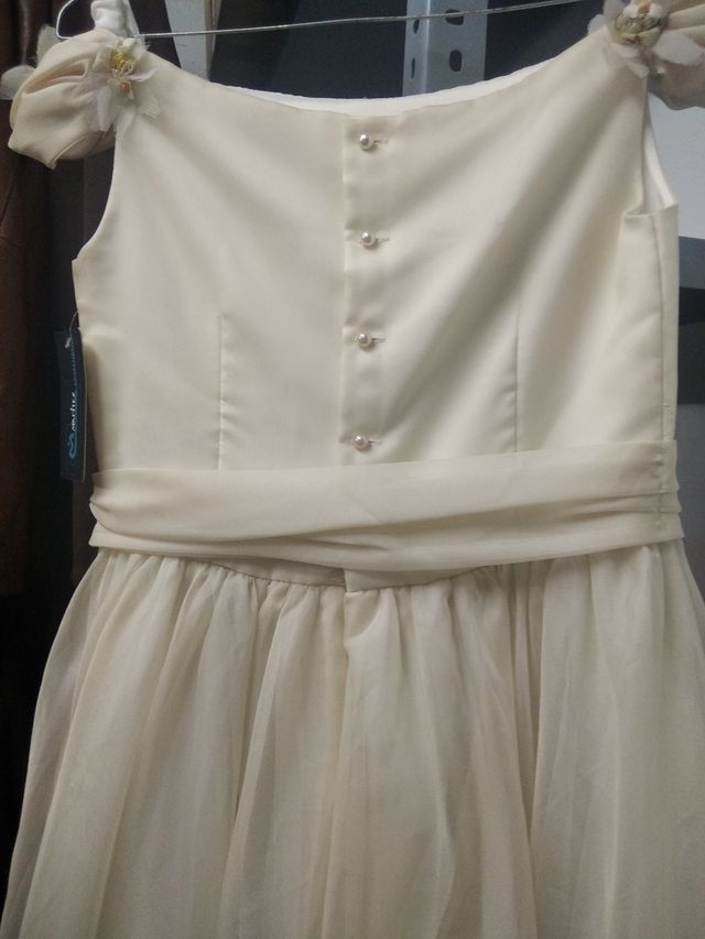 Vestido comunión niña blanco roto