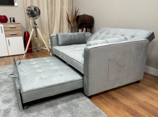 Sofa cama gris - terciopelo