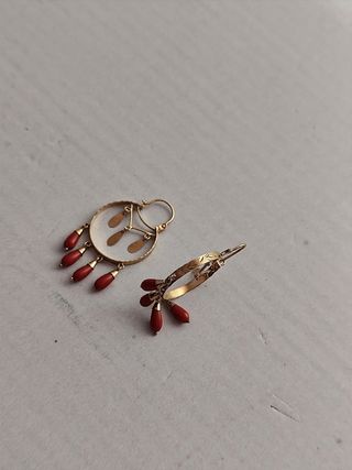Pendientes oro 18k con turquesa roja - artesanales