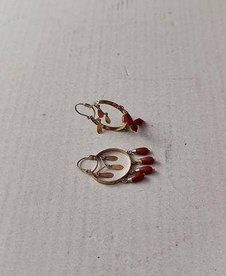 Pendientes oro 18k con turquesa roja - artesanales